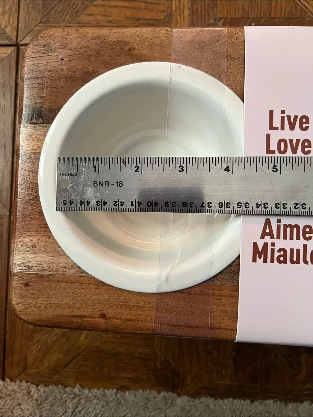 Live Love Meow Double Cat Bowl Set - White metal bowls with ceramic like coat.